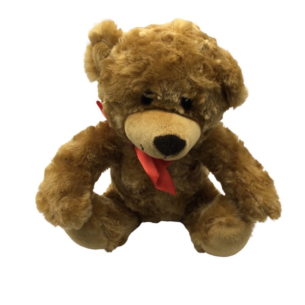 Progressive Plush Teddy Bear OWEN 10" Sitting Red Bow SOFT Valentine's Day‎